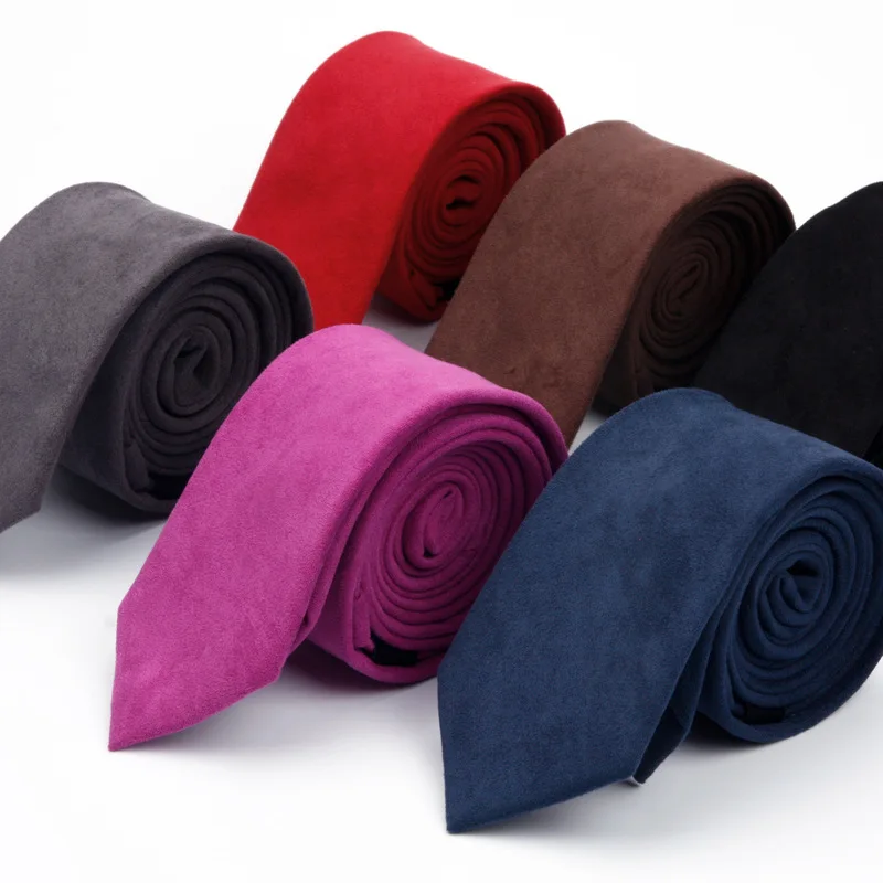 Новый модный однотонный микро замшевый галстук для жениха Кожаный Галстук