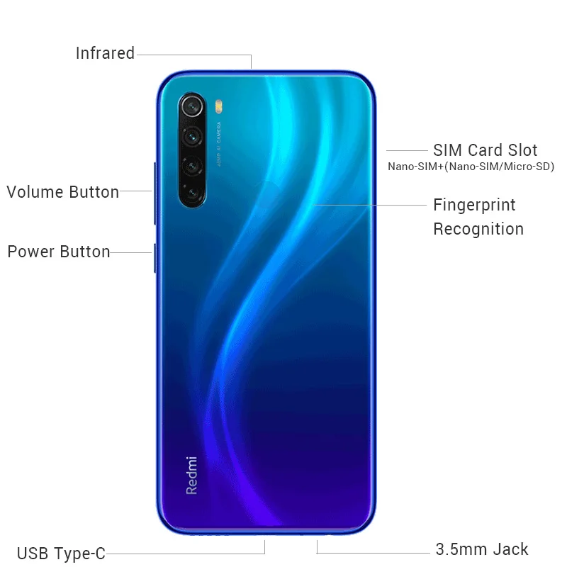 В наличии! Глобальная прошивка Xiaomi Redmi Note 8 4 Гб оперативной памяти 128 ГБ ROM смартфон