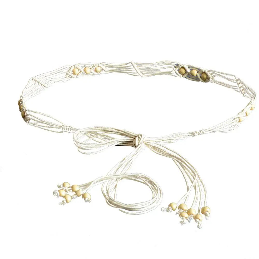 

2021 New Bohemia Handmade Beads Braided Rope Women Waist Belt Strap Dress Slim Waistband