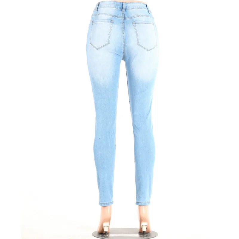 

Dilusoo Women Middle Waist Jeans Pants Elastic Holes Denim Jeans 4 Season Pencil Pants Woman Ripped Skinny Casual Jeans Ladies