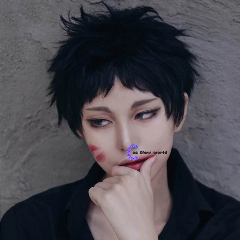 Keiji Akaashi короткий черный косплей парик Haikyuu! Термостойкий для косплея из