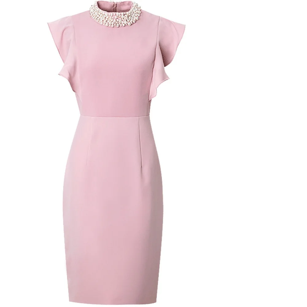 

new High street 2021 Early autumn Beaded Club dress 3xl autumn office Women Solid Package hip Party Dress spring Vintage dresses