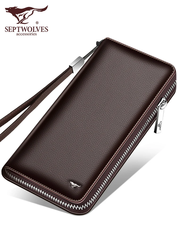 Wallet Men's Long Type Large Capacity Zipper Soft Leather Clutch Genuine Leather Youth Trendy Wallet Leather Bag
