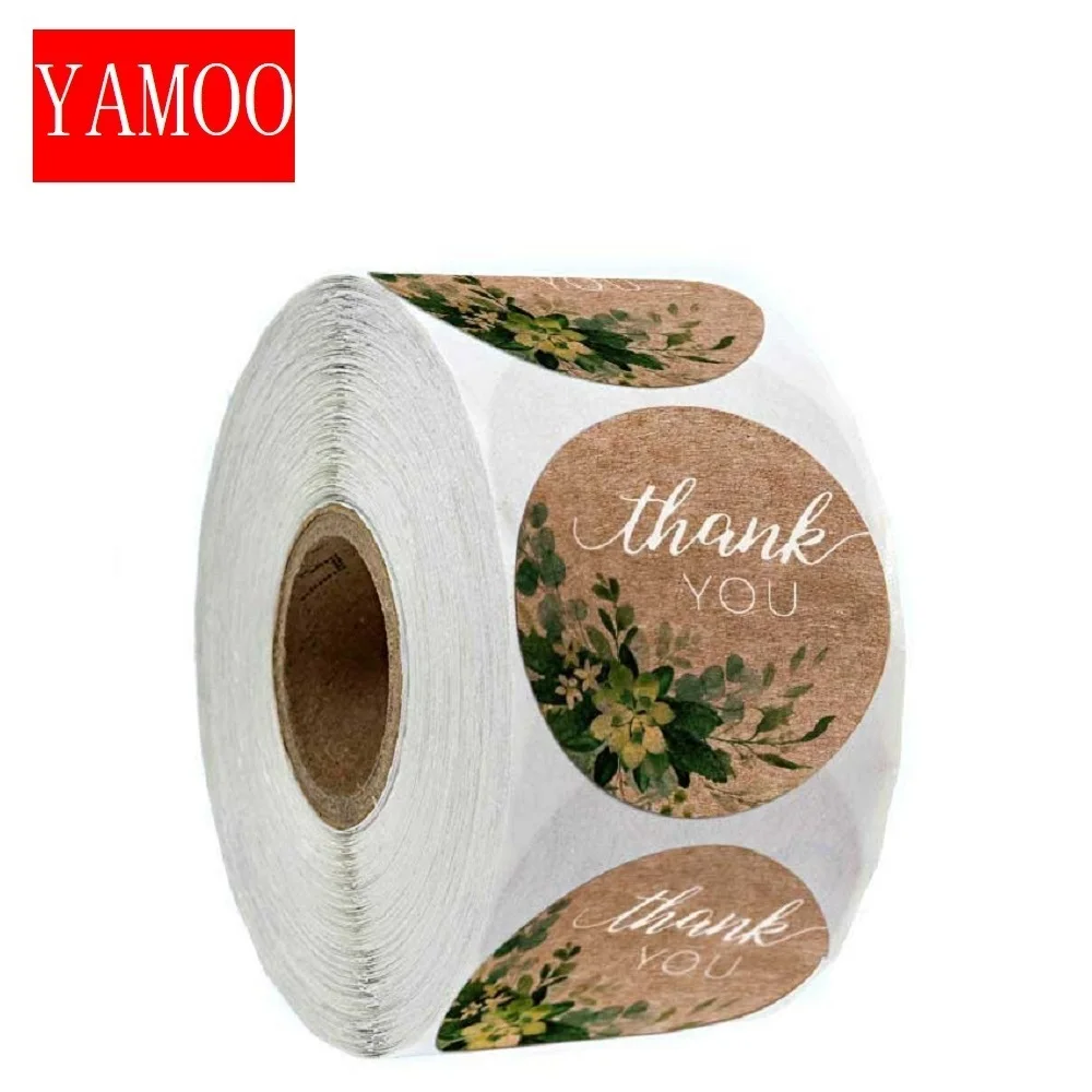 

Kraft Paper Thank You Stickers Seal Labels Round Gold Leaf Stickers Rolls for School Small Shop Handmade Labels