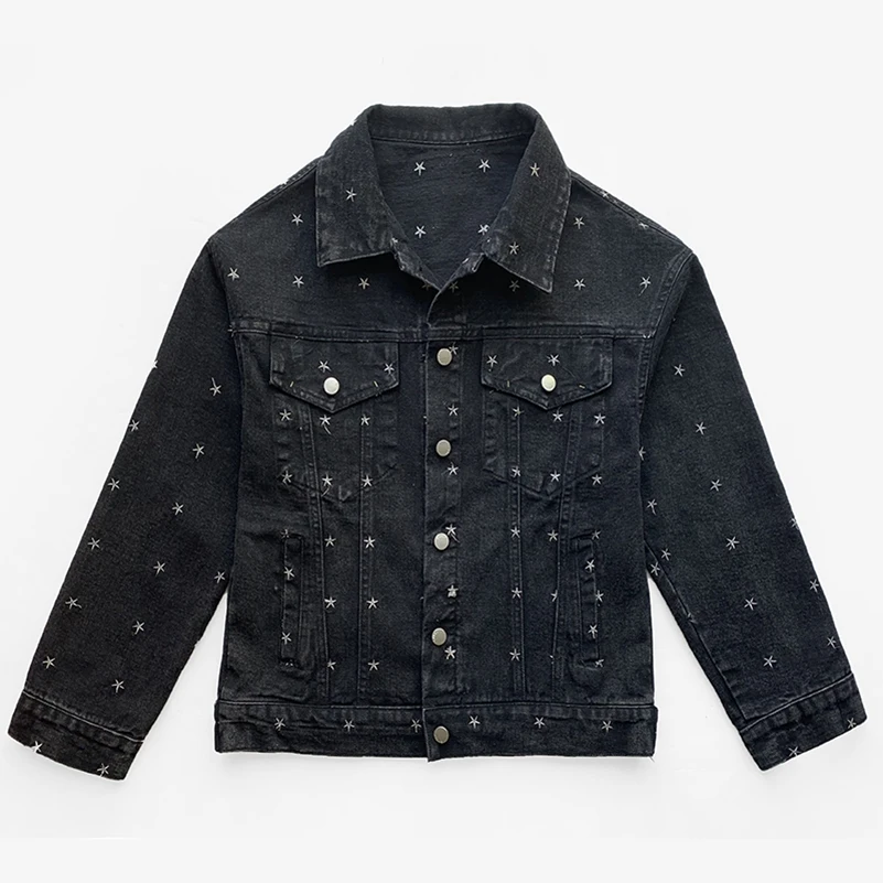 Женская джинсовая куртка свободная с вышивкой в виде звезд новинка весны 2021 |