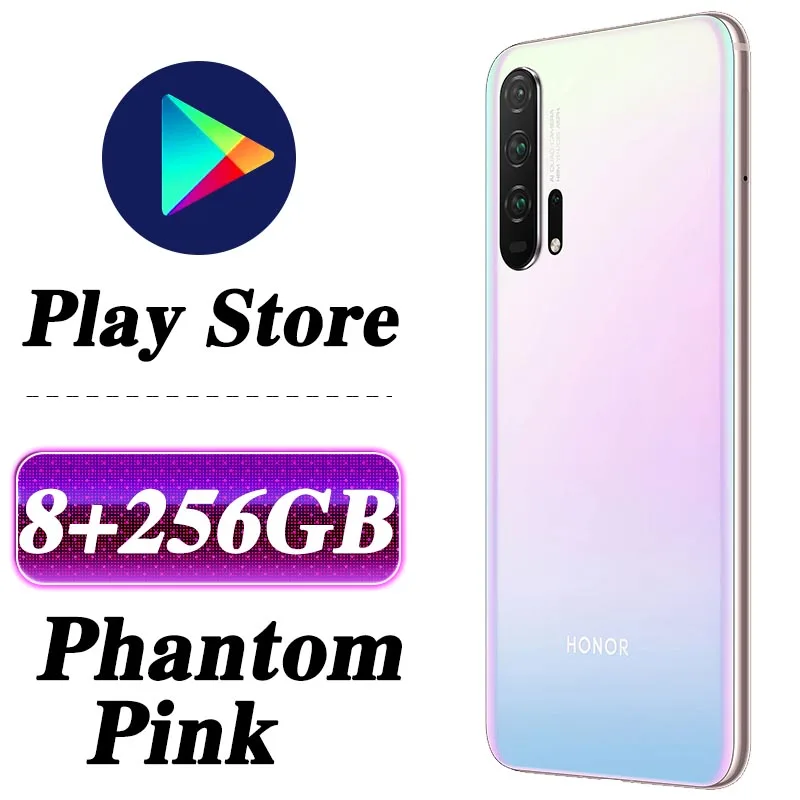 8G 256G Pink Смартфон HONOR 20 Pro, 6,26 '', 8 ГБ, 128 ГБ, четыре ядра, 4000 мАч, 32 МП камера, Android 9,0, Поддержка NFC, Google play, GPU Turbo3.0 - Цвет: 8G 256G Pink