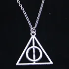 20 шт, новинка, модное ожерелье, 32 мм, Дары смерти, серебряные подвески, короткие, длинные, для женщин, мужчин, ожерелье, подарок, ювелирное изделие, колье