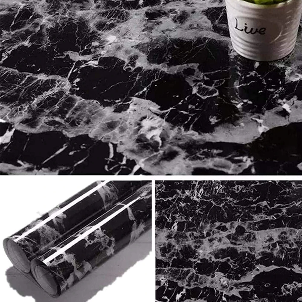 

Wokhome Marble Self-Adhesive Wallpaper Vinyl Marble Counter Top Stick on Film Wall Stickers Waterproof For Kitchen Home Decor