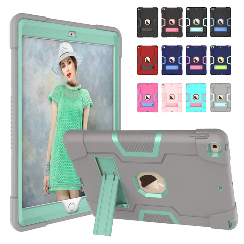 

Funda for iPad 2020 8th Generation Case Armor Shockproof PC Silicone Bumper Kids Cover for iPad 10.2 7th 9th Gen W/ Kickstand