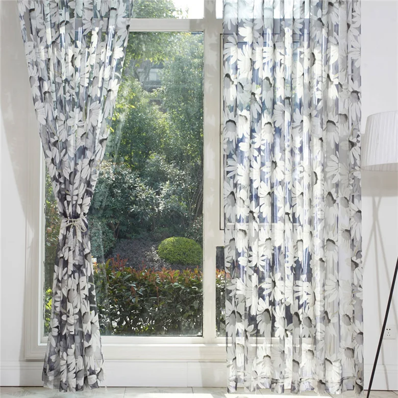 

Morden Sunflower Tulle Window Curtain For Living Room Bedroom Kitchen Window Treatment Sheer Voile Curtain Drape Blinds