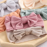 new style large knot bow headband newborn headwrap kids headwear knit bows turban for children baby hair accessories 21pclot