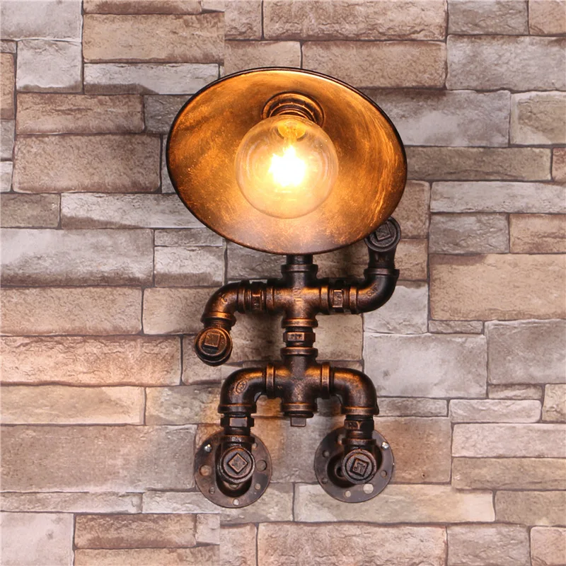 

LED Lights European-Style Creative Iron Craft Wall Lamp Restaurant Cafe Bar Bar Corridor Pipe Wall Lamp