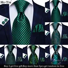 Галстук Hi-Tie, бирюзово-зеленый, однотонный, Шелковый, Свадебный, для мужчин, галстук, носовой платок, набор запонок, деловая вечеринка, Прямая поставка, модный дизайн