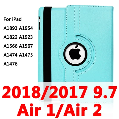 Air12 2017-18-Lblue 360 Вращающийся чехол для Apple iPad 2/3/4 Air 1/2 A1430 A1458 A1460 iPad2 iPad3 iPad4 Air1 Air2 планшетный чехол для i Pad 9,7 - Цвет: Air12 2017-18-Lblue