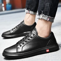 genuine leather shoes men casual platform sneakers male flats classic black white waterproof shoe man sneaker for men size 38 45