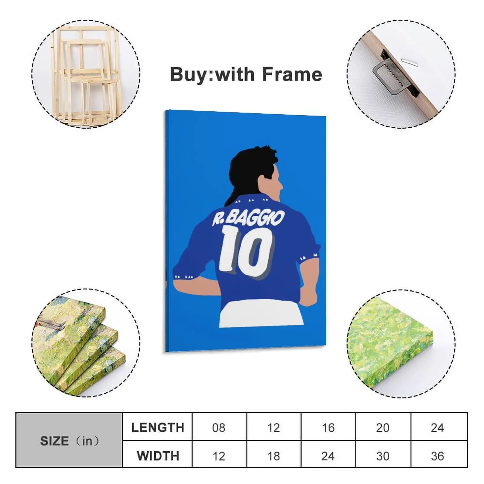 

Decoration Roberto Baggio Print Painting Canvas Picture for Living Room Wall Room Posters With Frame Modern Home