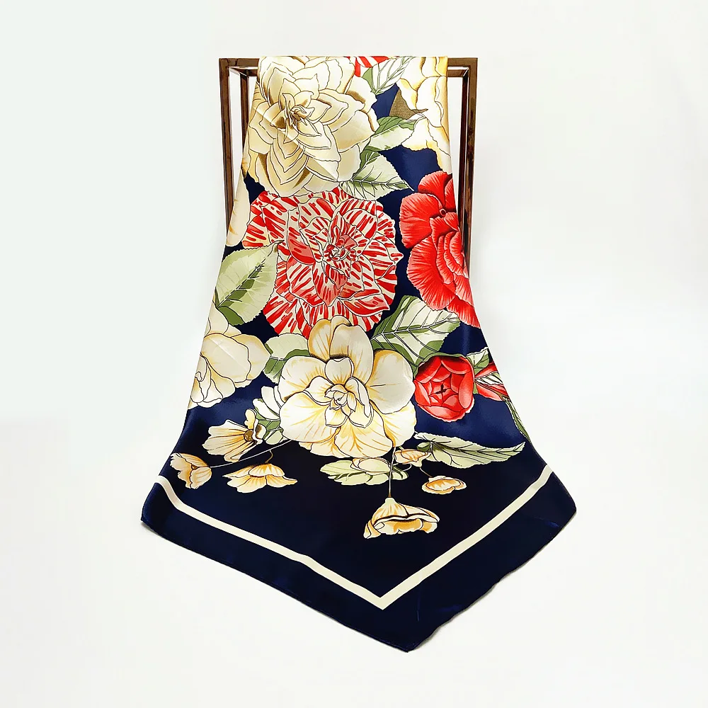 

Женский квадратный шарф-хиджаб с принтом лилии, 90x90 см