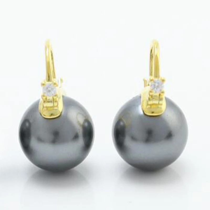 

Round Black Pearl Stud Earring 925 Sterling Silver 18K Gold Color Freshwater Pearl Earring for Women Best Gift Mother's Day