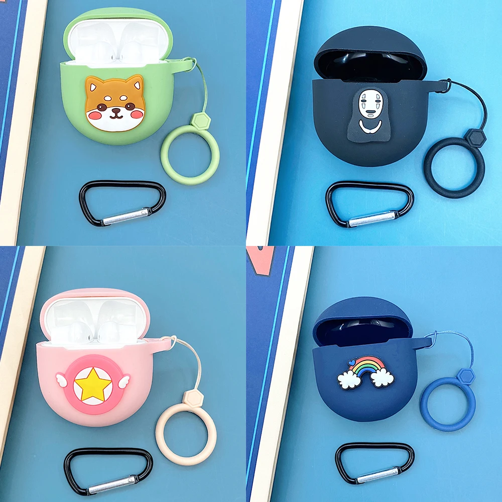

Cute Cartoon Silicone Case for Oneplus Buds TWS Case Bluetooth 5.0 Headphone Box Shockproof Protective Cover Headset Bag Keyring