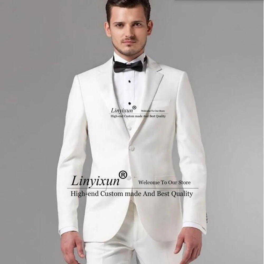 

Классические белые мужские костюмы, приталенные смокинги для жениха на свадьбу, Официальный Мужской шафера, 3 предмета, пиджак, брюки, жилет,...