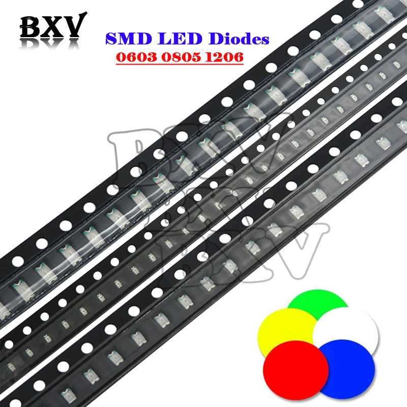 

100PCS 0402 0603 0805 1206 1210 Smd Led Red Yellow Green White Blue Light Emitting Diode Clear LED Light Diode Set