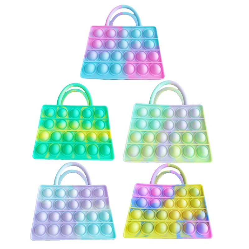 

Rainbow Puzzle Decompression Push It Bubble Mini Handbag Fidget Toys Coin Purse For Women Girls Gift