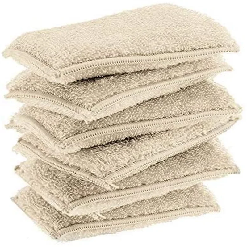 6pcs Bamboo fiber sponge kitchen cloth cleaning brush absorbent oil-free scouring pad reusable dishwashing | Дом и сад