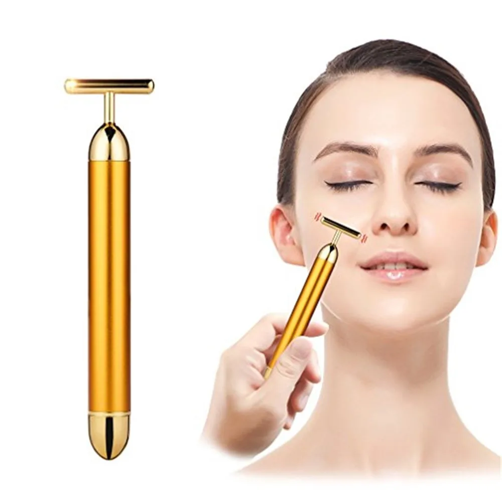 24K золото ролик красота бар для похудения лицо Вибрационный массажер подтяжки