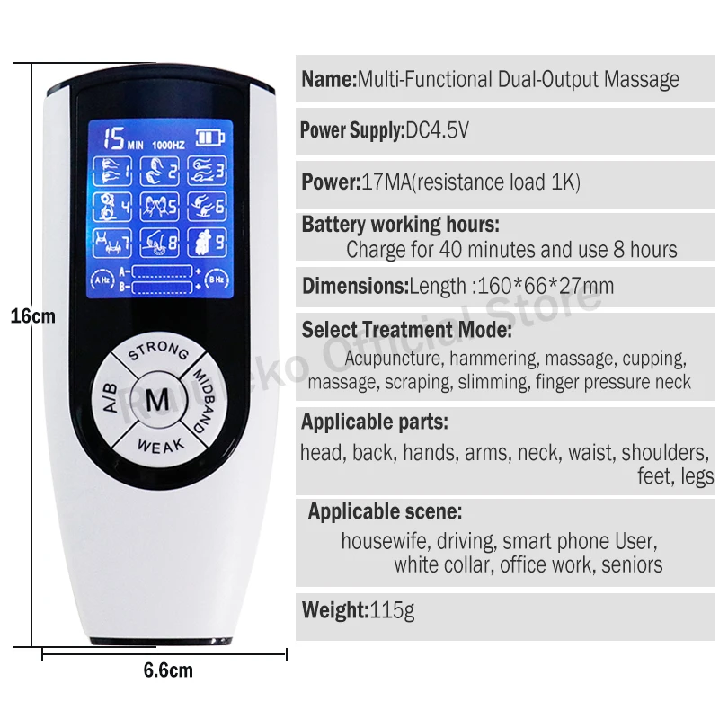 Миостимулятор двухканальный Выход десятки тысяч EMS боли Массажер Электрический