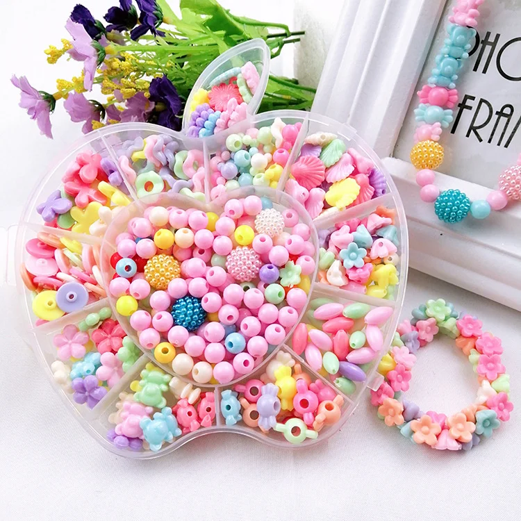 

Children's DIY Handmade Beaded Toy With Accessory And Flower Type Storage Box Set Kids Educational Toys Girl Jewelry Gift