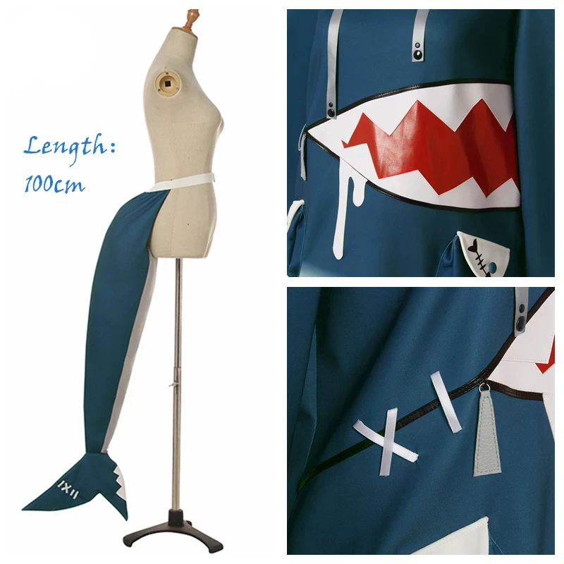 

Hololive ENG Gawr Gura Cosplay Costume Cosplay Gawr Gura Costume Sweatshirts Hoodies with Tail for Women Costume Set