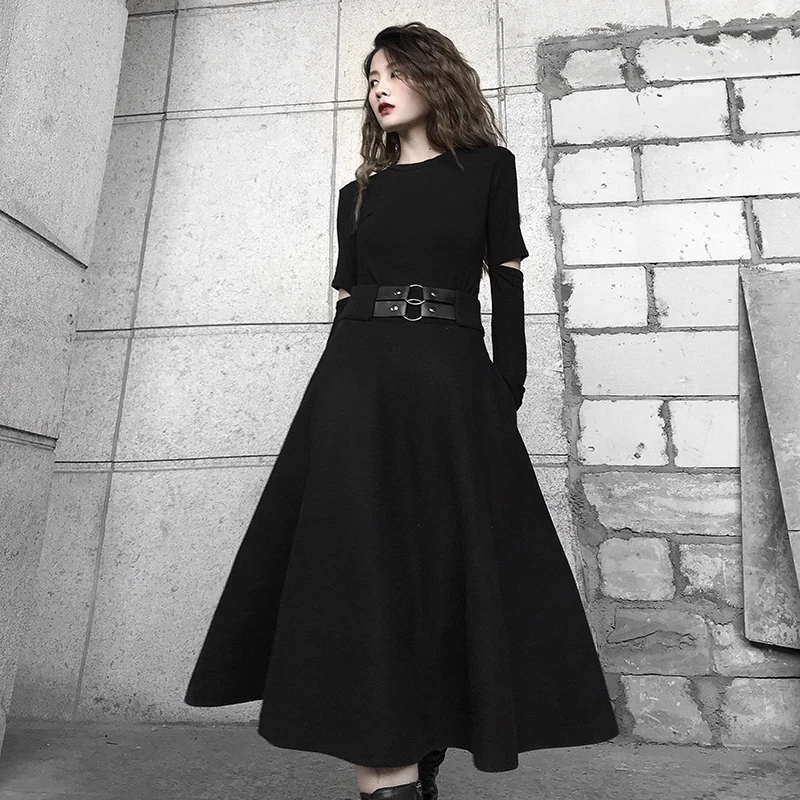 LANMREM 2020 шерстяная юбка с поясом на талии тонкая и большая расклешенная