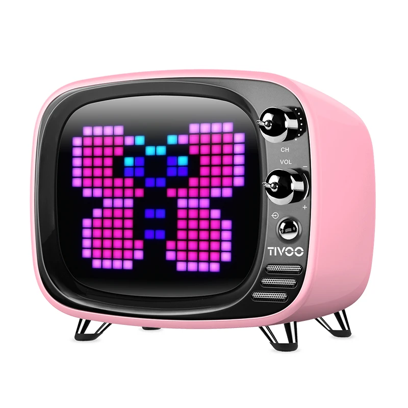 Pink Divoom Tivoo портативный Bluetooth динамик умные часы будильник пиксель Искусство DIY через приложение светодиодный светильник знак в украшение Рождественский подарок - Цвет: Pink