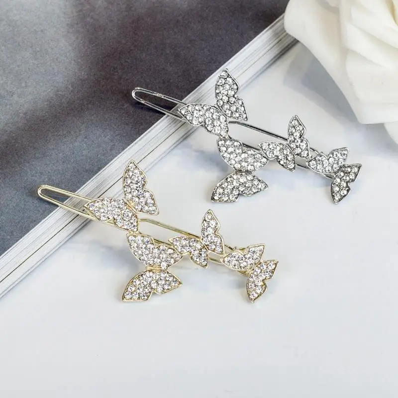 

Stylish Butterfly Hair Pin Rhinestone Headwear Decor Alloy Bridal Hair Clip Wedding Party Daily Wearing Women Hair Accessories