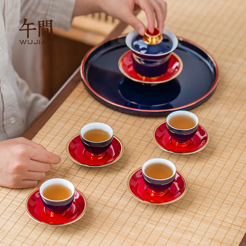 Маленькая милая кружка керамическая глазурованная чашка Chanese Blue Retro чайная