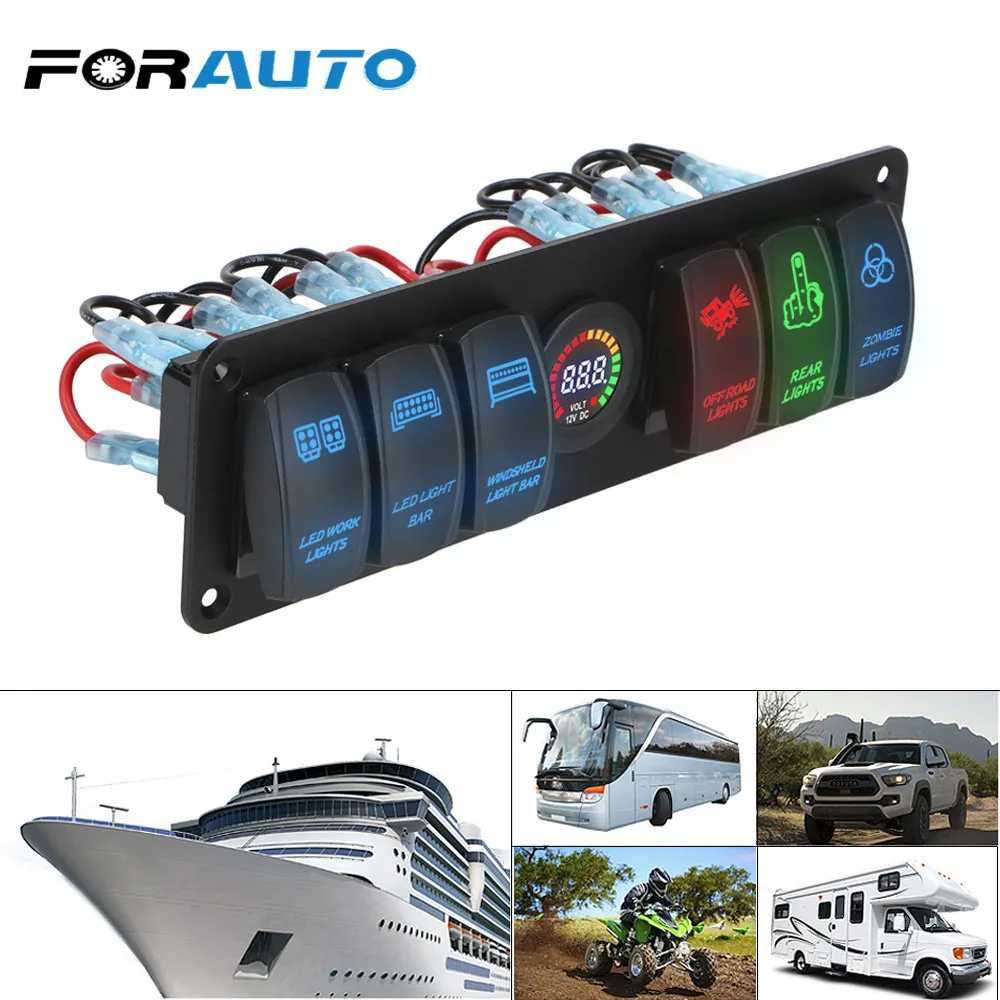 12 24V 6 банда кулисный переключатель Панель для автомобилей класса RV Морской
