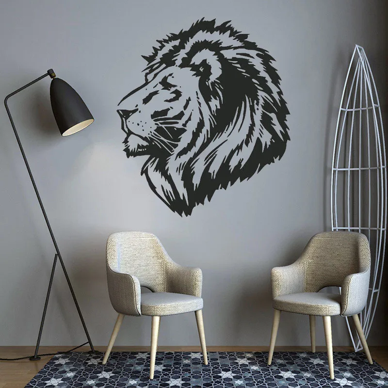 

Ferocious Lion Waterproof Wall Sticker Home Decoration Art Murals For Living Room Men Bedroom Removable Animal Decal M0042