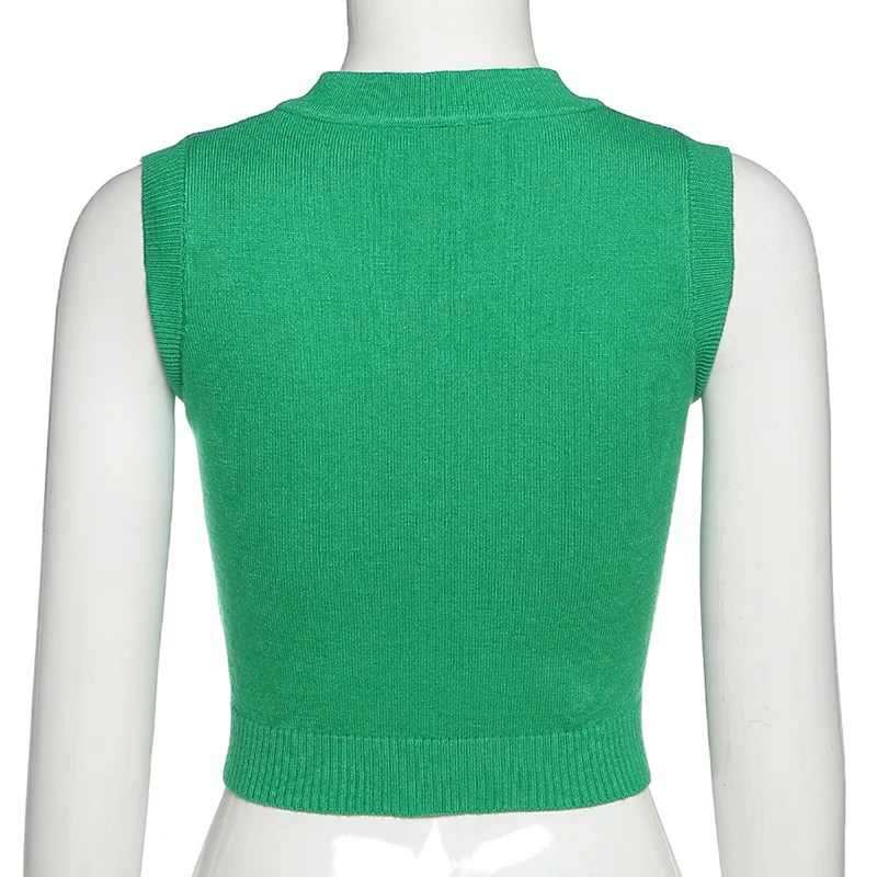 

Women's Sexy Vest Sleeveless Cloths 2021 Fall/Winter V-neck Sleeveless Fashion Contrast Plaid Slim Knitwear Short Tank Top