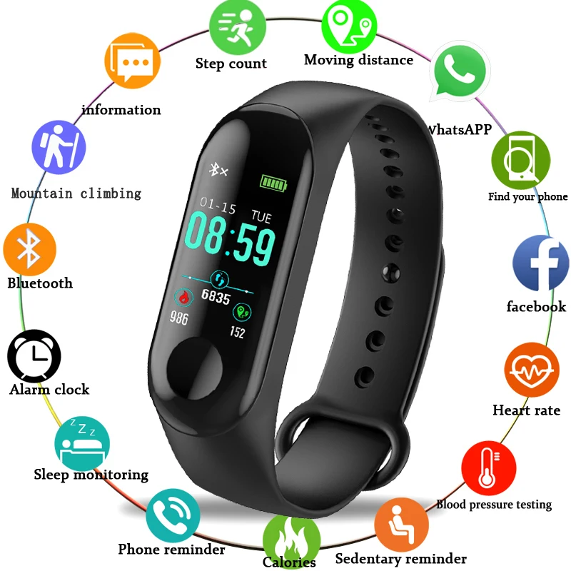 Новый спортивный водонепроницаемый смарт-браслет с пульсометром и тонометром
