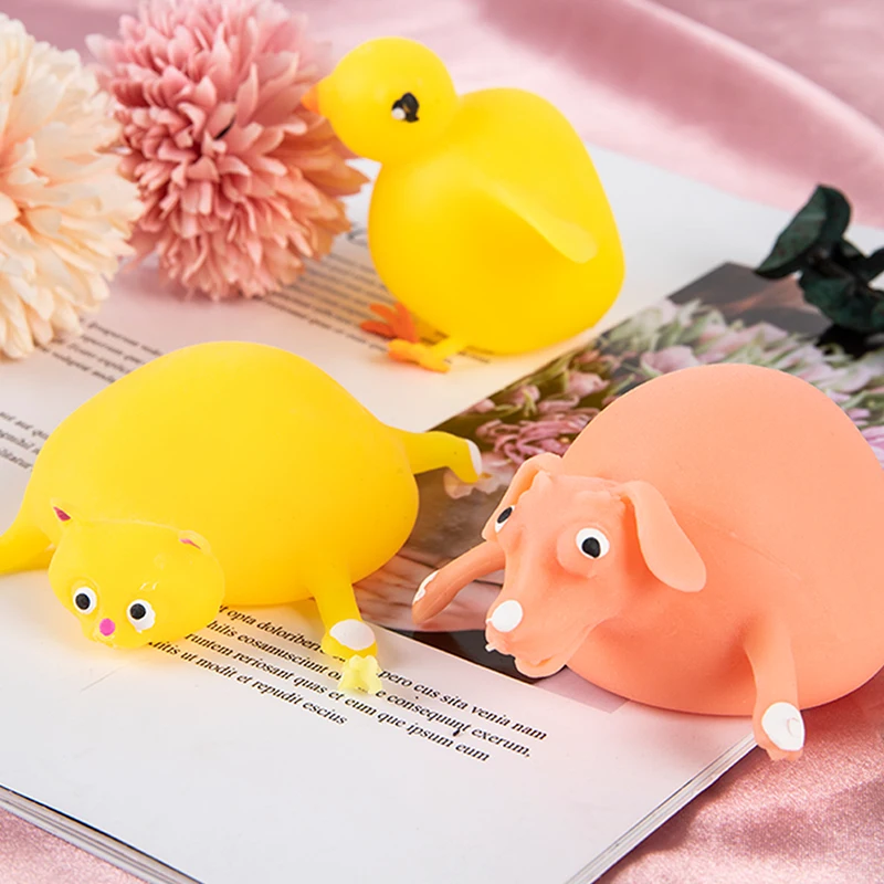 

Creative Soft Rubber Inflatable Chicken Hippo Pop Up Animal Blow Balloon Animal Stress Relief Squeeze Toy Prank Gift