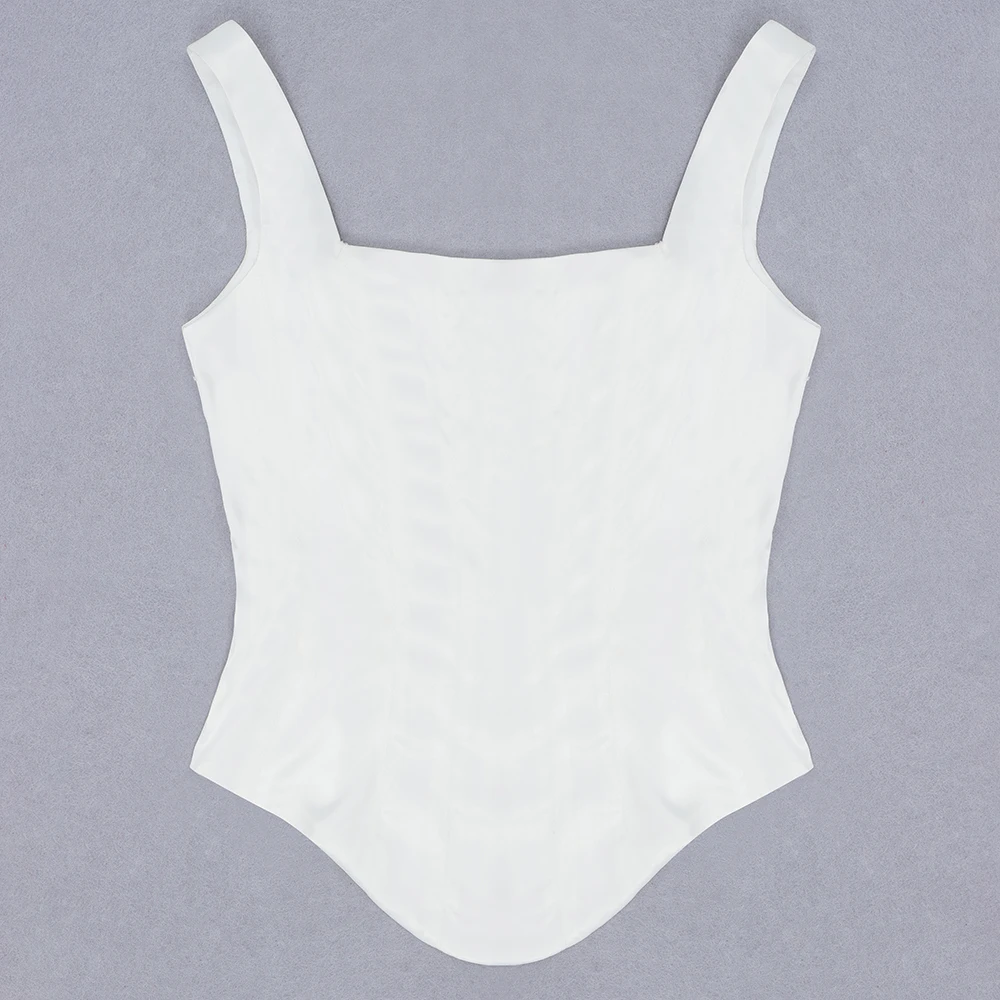 Elegant high quality sexy women 2020 white square collar Rompers Runway Jumpsuit Sexy Bodycon Bodysuits wholesale