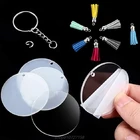 48 шт. 12 комплектов акриловые заготовки для брелоков с кольцами для ключей круглые прозрачные диски круглые цветные кольца с подвеской-кисточкой J03 21 Прямая поставка
