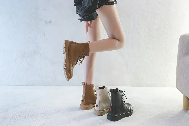 

Ladies Short Boots Female Outdoor PU Leather Winter Boots Women Spring Autumn Black All-match Fashion Motorcycle Boots