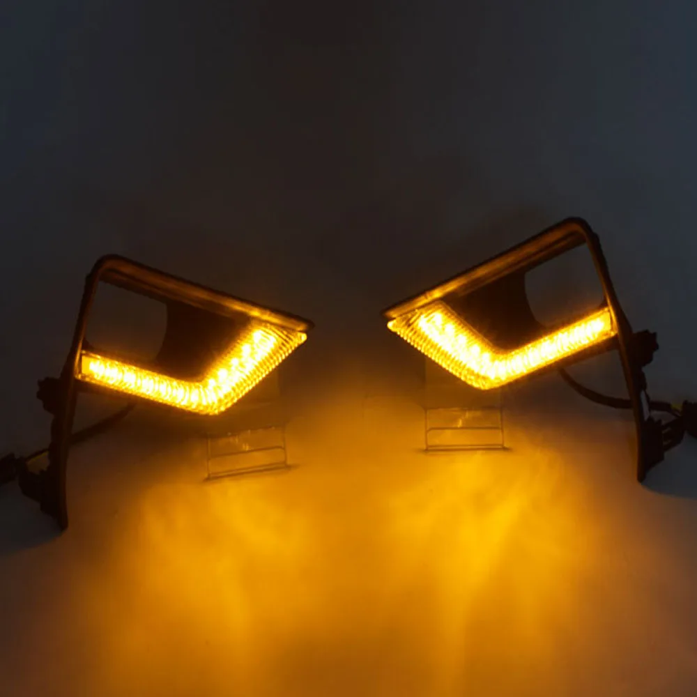 

ECAHAYAKU 2PCS LED For Toyota Land Cruiser Prado 2018 DRL Daytime Running Light Daylights Fog lamp With Turn Signal Lamp DC12V