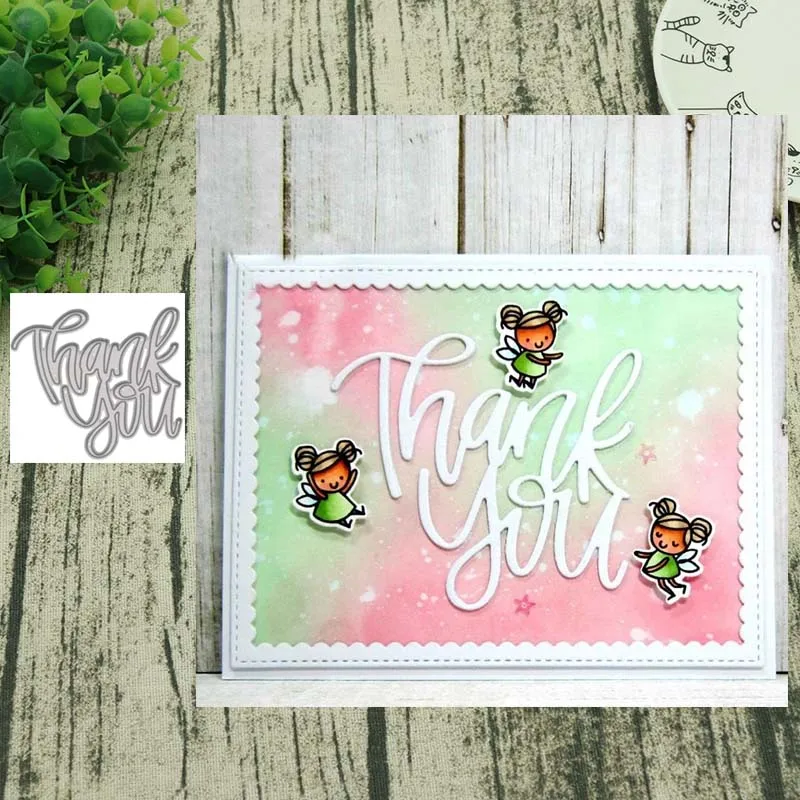 

New 2019 Thank you letter Metal Cutting Dies Scrapbooking background craft Card Making Rectangular Pattern