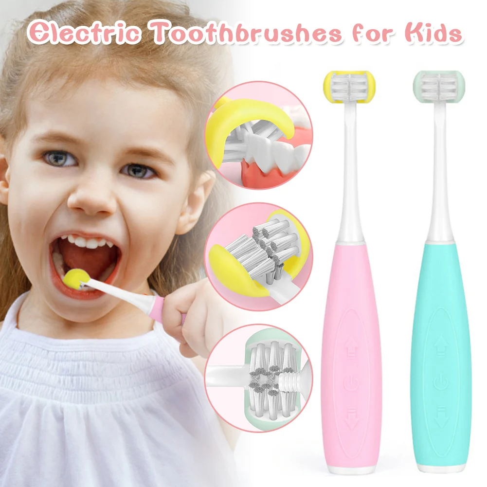 

New 3D Side Sonic Electric Toothbrush Children USB Rechargeable Replacement Smart Ultrasonic Brush Heads 5 Mode Waterproof Timer