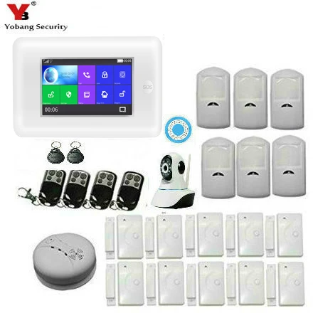

Wireless Home Alarm systems Security Android IOS APP 4.3 Inch Touch Screen Smart Home Burglar Alarm System Smoke Fire Sensor