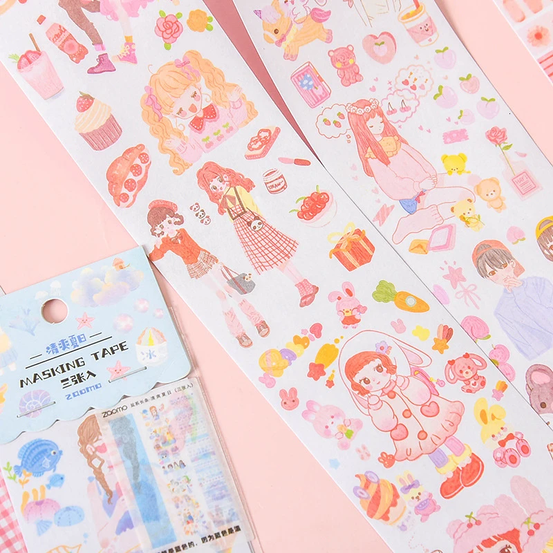 3 шт./лот цветные милые наклейки с героями мультфильмов Kawaii кот руководство