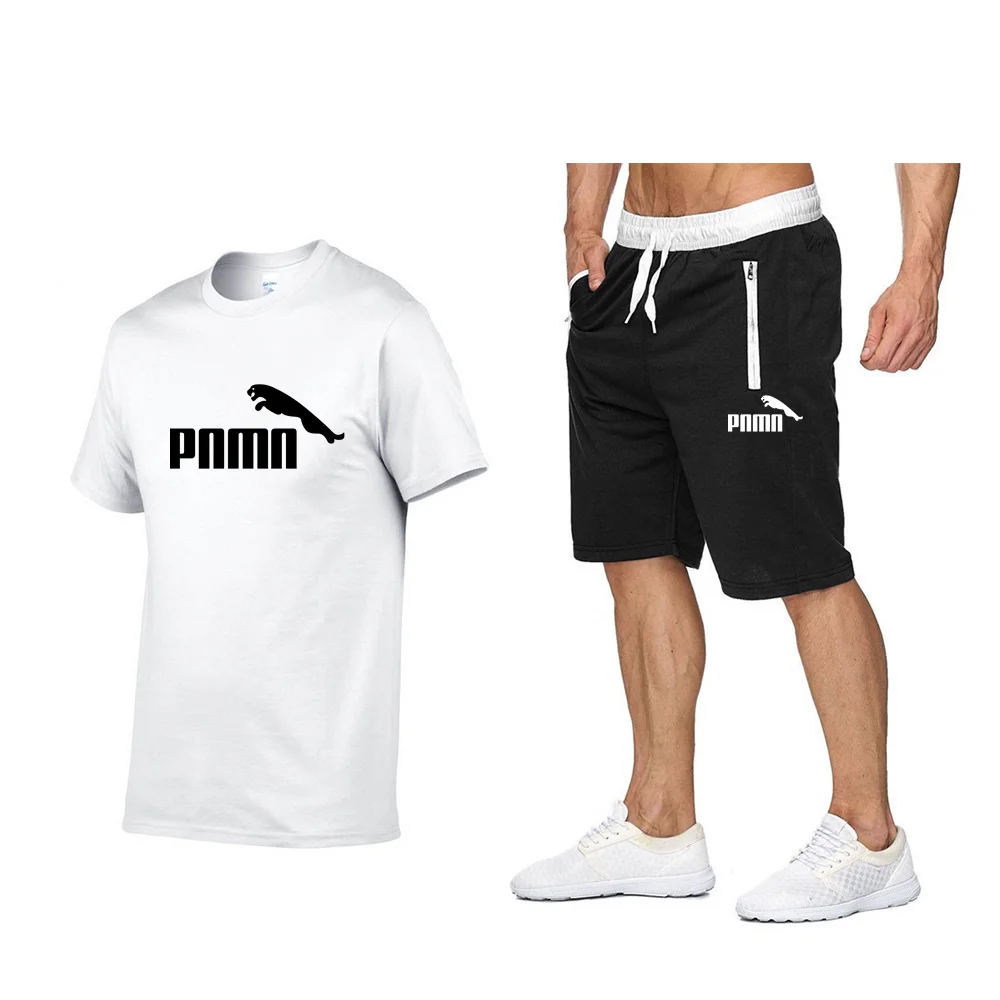 

2021 new cotton men's T-shirt + sports shorts two-piece summer high-quality fashion basketball jogging sports suit