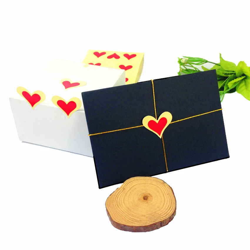 90 шт./лот наклейки для этикеток с красным сердцем рождественских новогодних